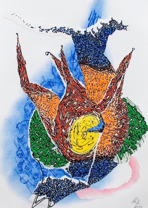 just dive in, Collage auf Papier, 40 x 30 cm, 2021