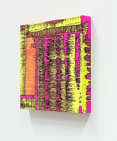 n.g.b. 2; side view; MT auf MDF; 30 x 30 x 4 cm; 2019