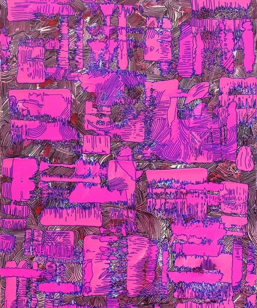 "What is behind all this?"; Mischtechnik auf Lw; 80 x 60 cm; 2020