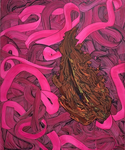 Bildstörung 1; Lackstift auf Acryl; 90 x 70 cm