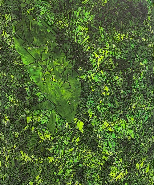 c.o.m.m.f.; Lackstift auf Acryl; 80 x 60 cm