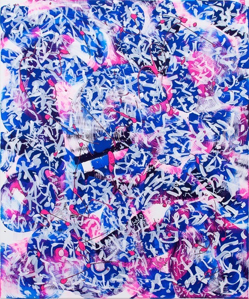 Allez les bleus; Mischtechnik aud Leinwand; 120 x 100 x 4 cm; 2021